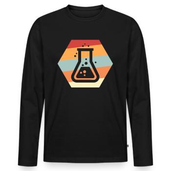 Chemie - Männer Premium Bio Langarmshirt - Schwarz - Vorne - Nico (187cm)