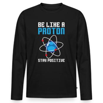 Proton atomique - T-shirt manches longues Premium bio Homme - noir - Devant - Nico (187cm)