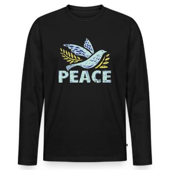 Frieden Symbol - Männer Premium Bio Langarmshirt - Schwarz - Vorne - Nico (187cm)