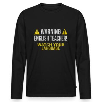 Englisch Lehrer - Männer Premium Bio Langarmshirt - Schwarz - Vorne - Nico (187cm)