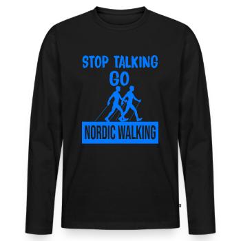 Nordic Walking chat - Men's Premium Organic Long Sleeve Shirt - black - Front - Nico (187cm)
