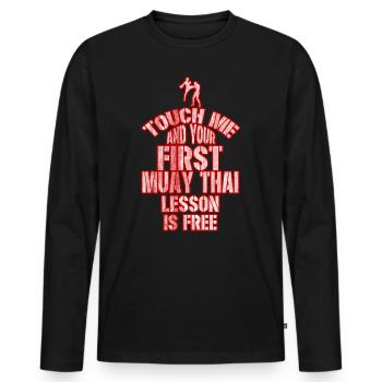 Muay Thai lessons - Men's Premium Organic Long Sleeve Shirt - black - Front - Nico (187cm)