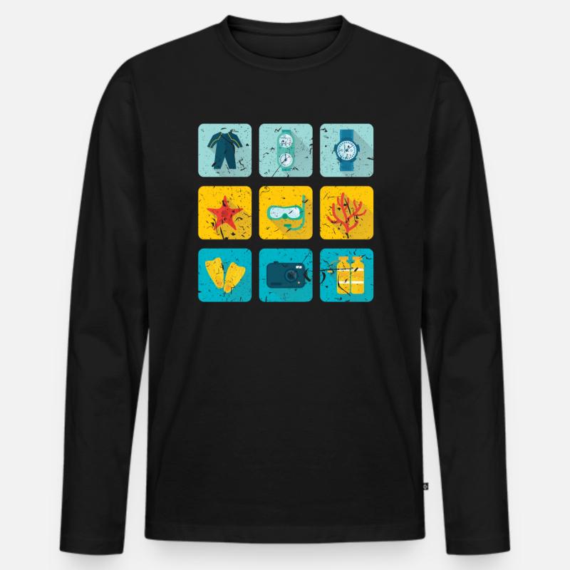 Tauchen - Männer Premium Bio Langarmshirt - Schwarz