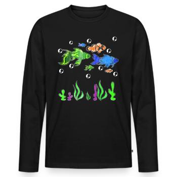Créatures aquatiques - T-shirt manches longues Premium bio Homme - noir - Devant - Nico (187cm)