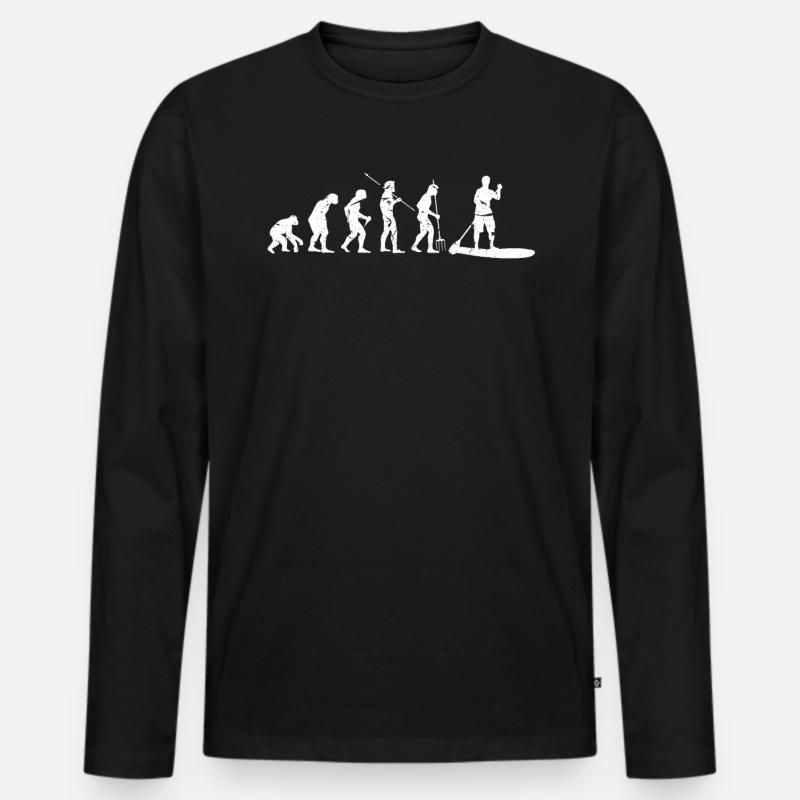 Evolution SUP - Männer Premium Bio Langarmshirt - Schwarz