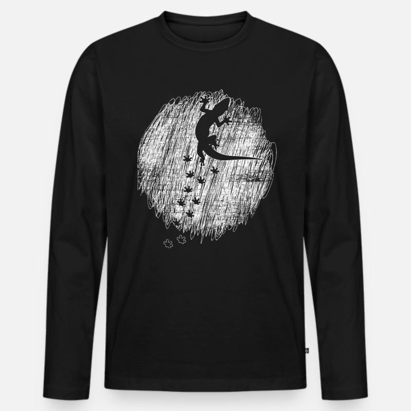 Gecko Reptil - Männer Premium Bio Langarmshirt - Schwarz