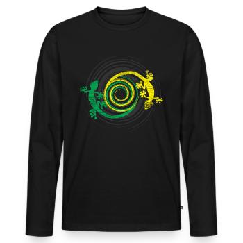 Gecko créatures - T-shirt manches longues Premium bio Homme - noir - Devant - Nico (187cm)