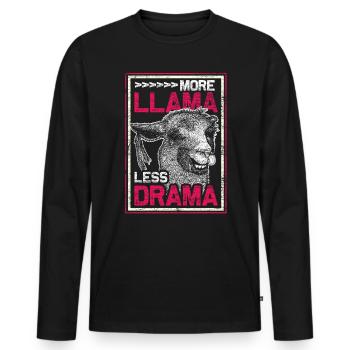 Lama - Männer Premium Bio Langarmshirt - Schwarz - Vorne - Nico (187cm)