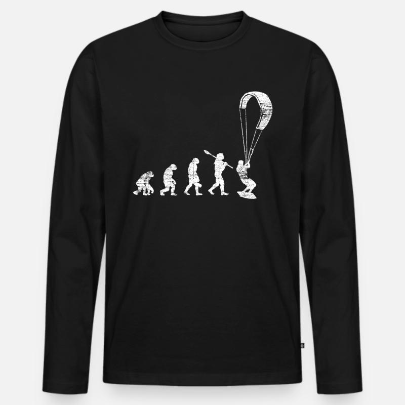 Kitesurfen Evolution - Männer Premium Bio Langarmshirt - Schwarz