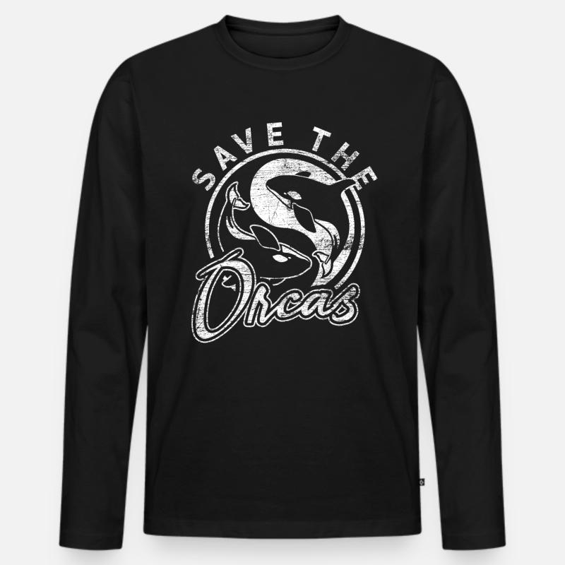 Orca Tierschutz - Männer Premium Bio Langarmshirt - Schwarz