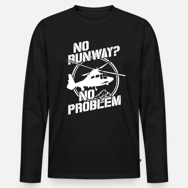 Pilot - Männer Premium Bio Langarmshirt - Schwarz