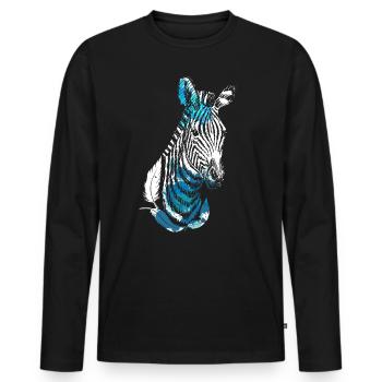 Zebra - Männer Premium Bio Langarmshirt - Schwarz - Vorne - Nico (187cm)