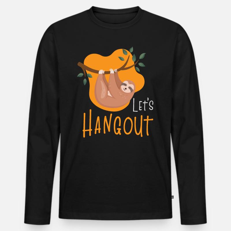 Faultier Stress - Männer Premium Bio Langarmshirt - Schwarz