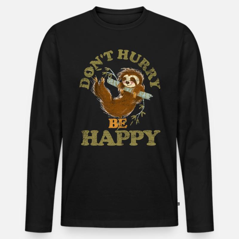Faultier Freude Geschenkidee - Männer Premium Bio Langarmshirt - Schwarz