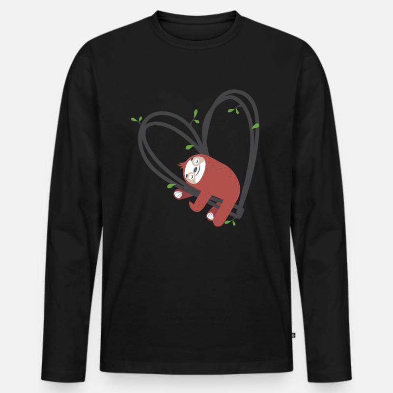 Faultier Leidenschaft - Männer Premium Bio Langarmshirt - Schwarz