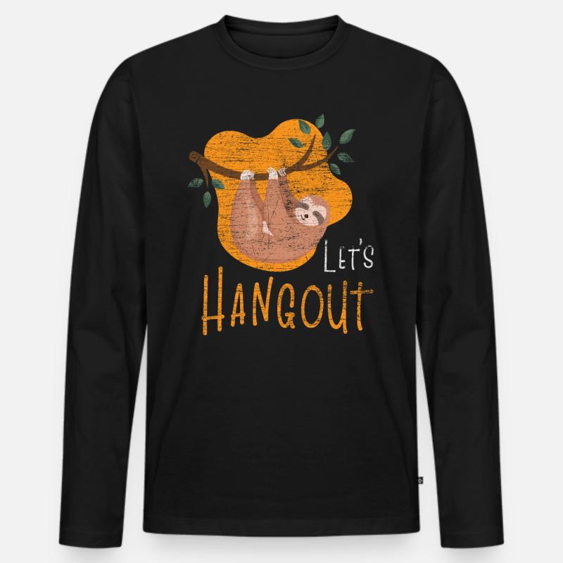 Faultier Eile - Männer Premium Bio Langarmshirt - Schwarz