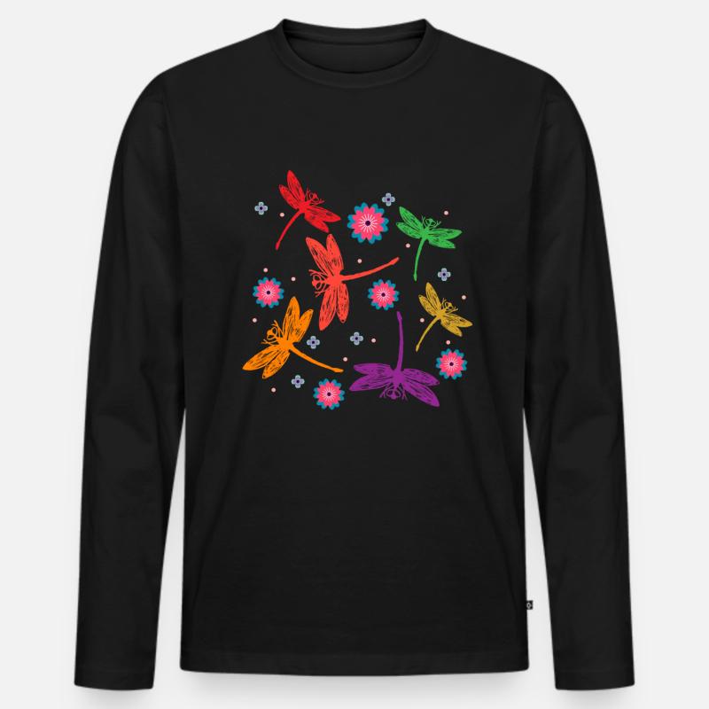 Libellen Tiere - Männer Premium Bio Langarmshirt - Schwarz