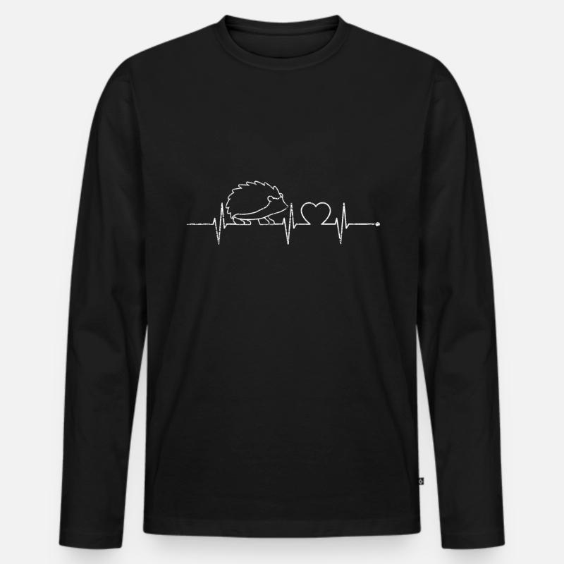 Igel Puls Herz - Männer Premium Bio Langarmshirt - Schwarz