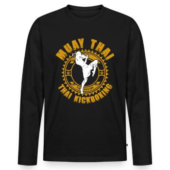 Muay Thai - Männer Premium Bio Langarmshirt - Schwarz - Vorne - Nico (187cm)