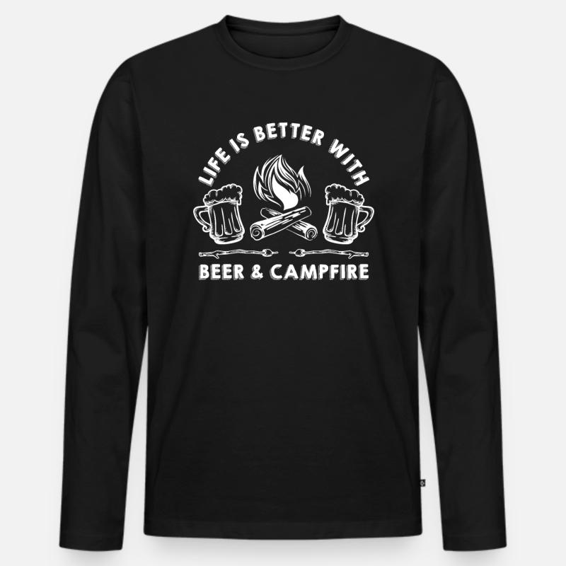 Camping - Männer Premium Bio Langarmshirt - Schwarz