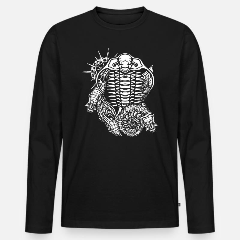Fossilien Steinzeit - Männer Premium Bio Langarmshirt - Schwarz