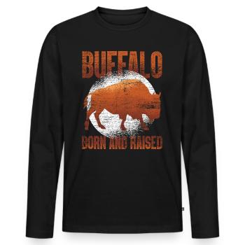 buffle - T-shirt manches longues Premium bio Homme - noir - Devant - Nico (187cm)