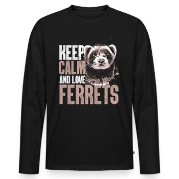 Frettchen - Männer Premium Bio Langarmshirt - Schwarz - Vorne - Nico (187cm)