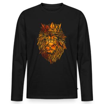 Couronne de lion - T-shirt manches longues Premium bio Homme - noir - Devant - Nico (187cm)