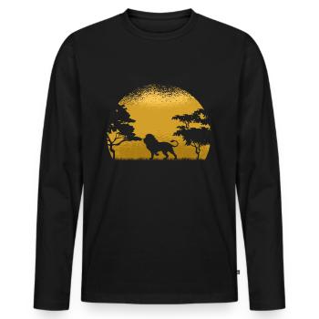 Lion Afrique - T-shirt manches longues Premium bio Homme - noir - Devant - Nico (187cm)