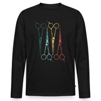 Friseur Haare - Männer Premium Bio Langarmshirt - Schwarz - Vorne - Nico (187cm)
