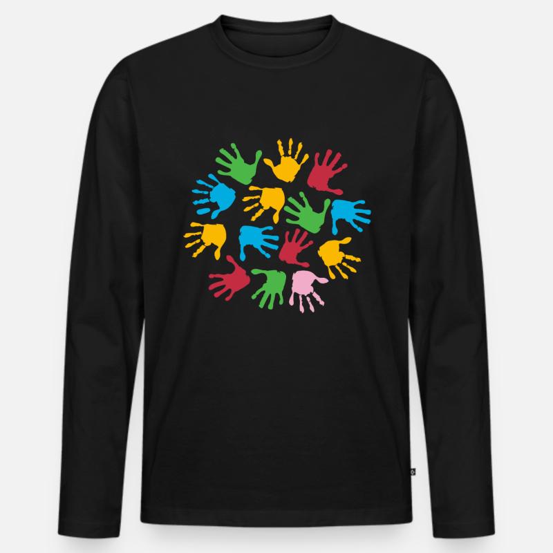 Kindergarten Basteln - Männer Premium Bio Langarmshirt - Schwarz
