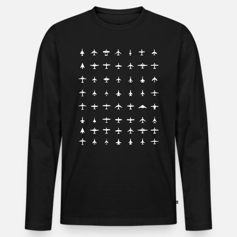 Pilot Flugzeug - Männer Premium Bio Langarmshirt - Schwarz