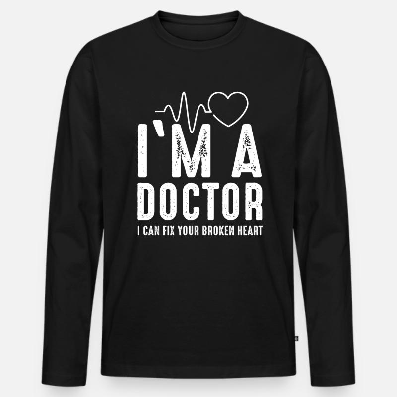 Doktor - Männer Premium Bio Langarmshirt - Schwarz