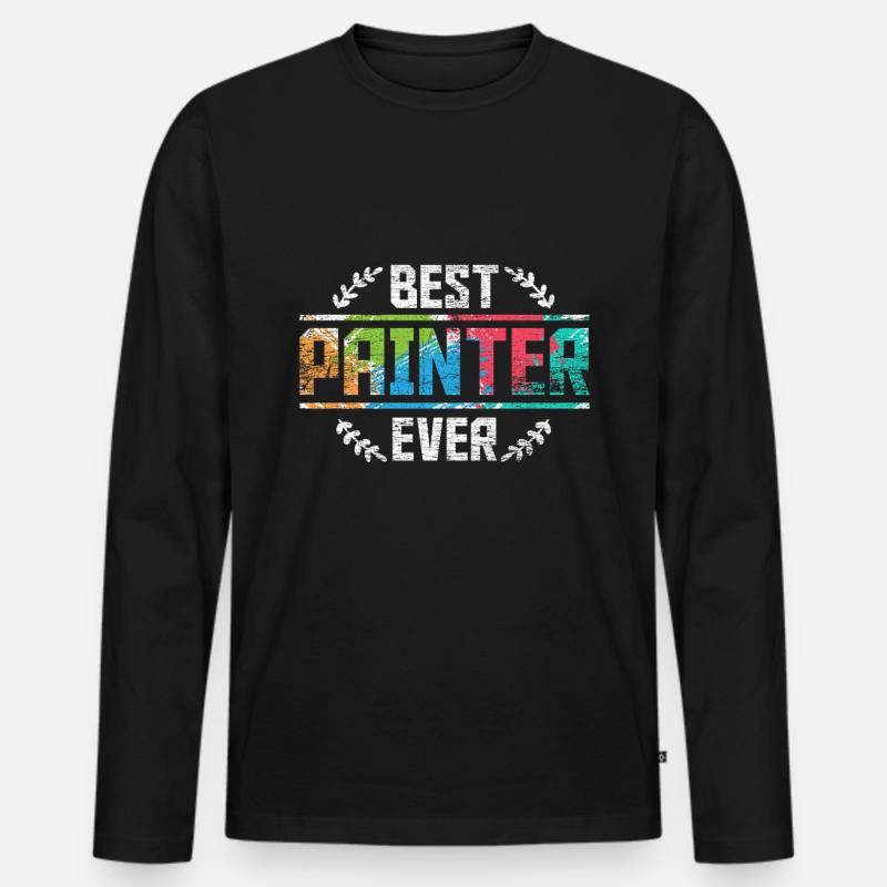 Maler Held - Männer Premium Bio Langarmshirt - Schwarz
