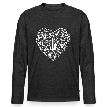 saxophone - Men's Premium Organic Long Sleeve Shirt - heather anthracite - Front - Nico (187cm)