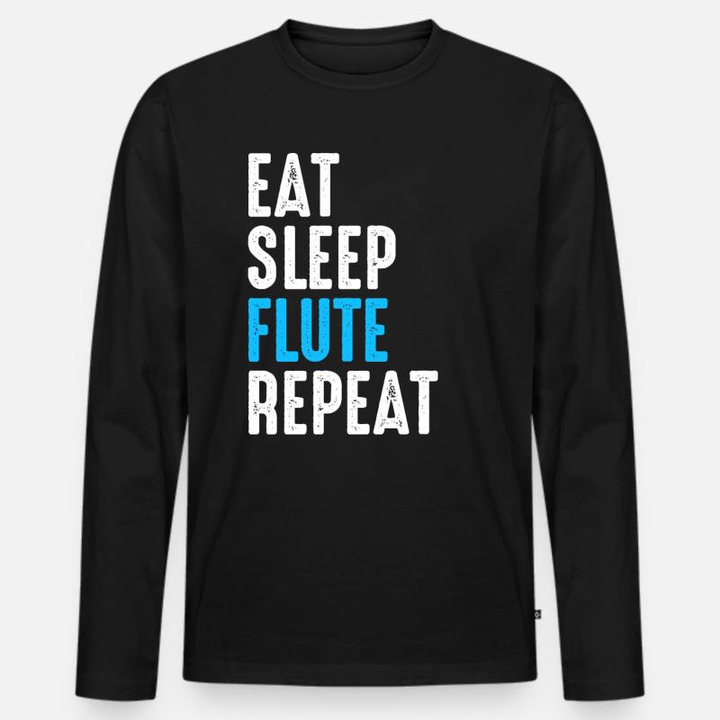 Flöte - Männer Premium Bio Langarmshirt - Schwarz