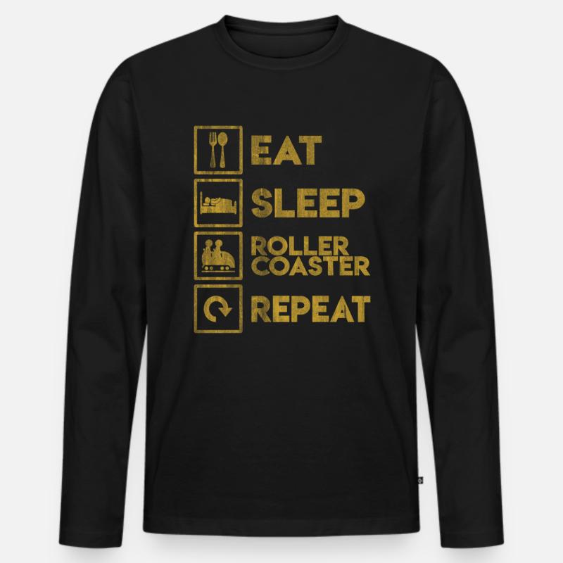 Achterbahn Freizeit - Männer Premium Bio Langarmshirt - Schwarz
