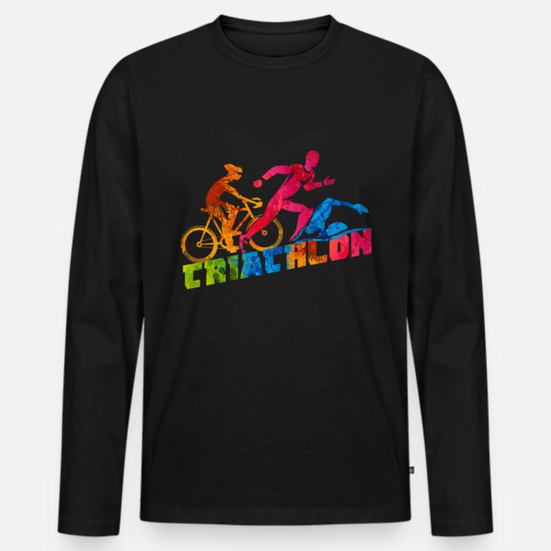 Triathlon Liebe - Männer Premium Bio Langarmshirt - Schwarz