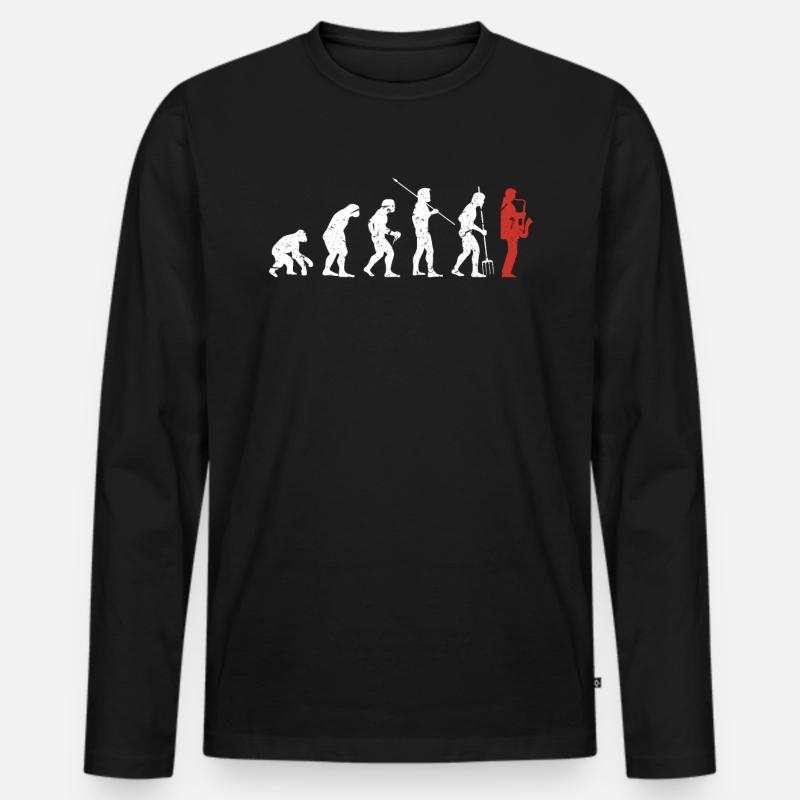 Saxophon Evolution - Männer Premium Bio Langarmshirt - Schwarz