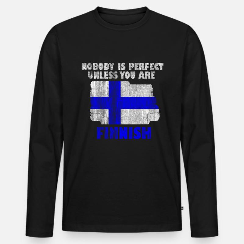 Finnland - Männer Premium Bio Langarmshirt - Schwarz