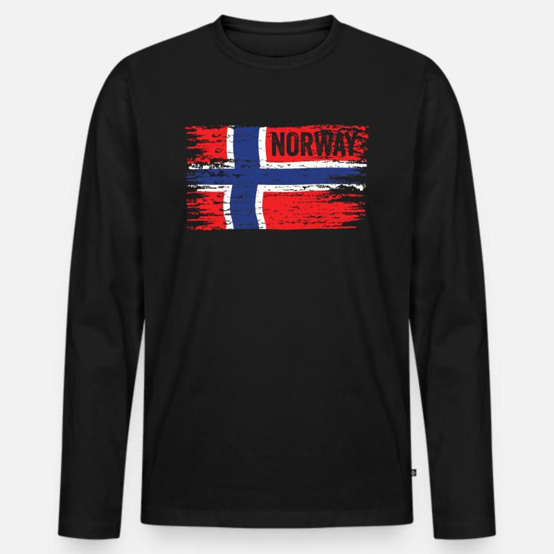 Norwegen Flagge - Männer Premium Bio Langarmshirt - Schwarz