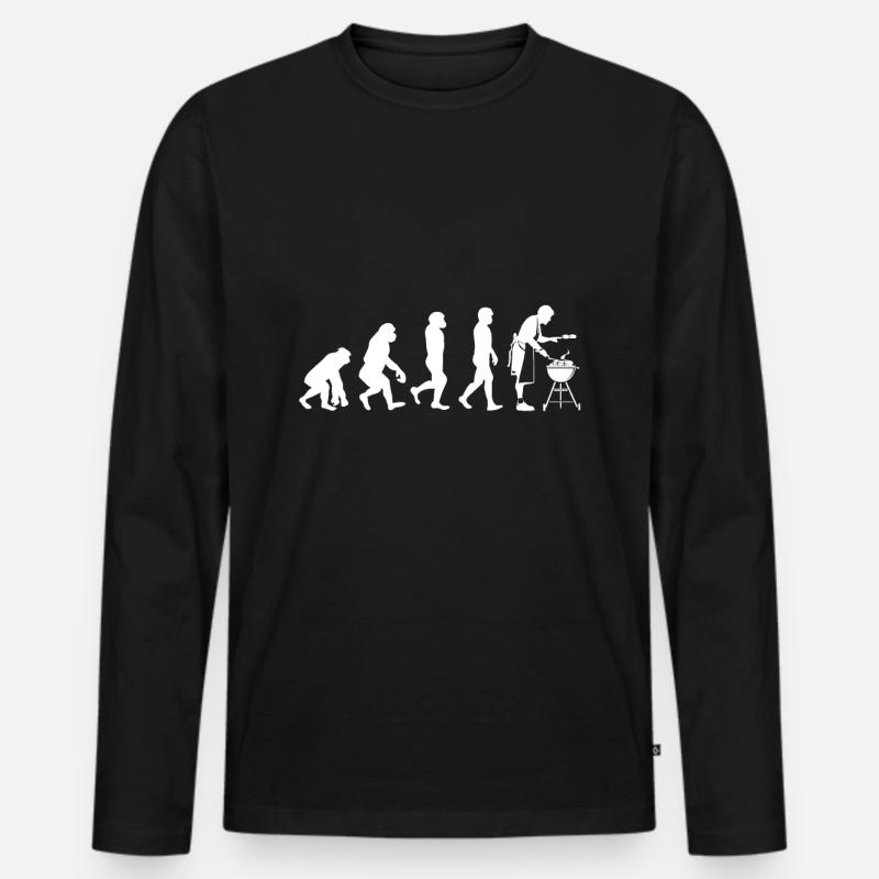 Evolution Barbecue - Männer Premium Bio Langarmshirt - Schwarz