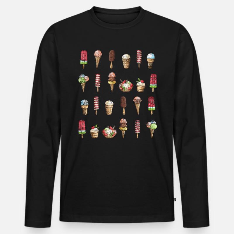 Eis Eisbecher - Männer Premium Bio Langarmshirt - Schwarz