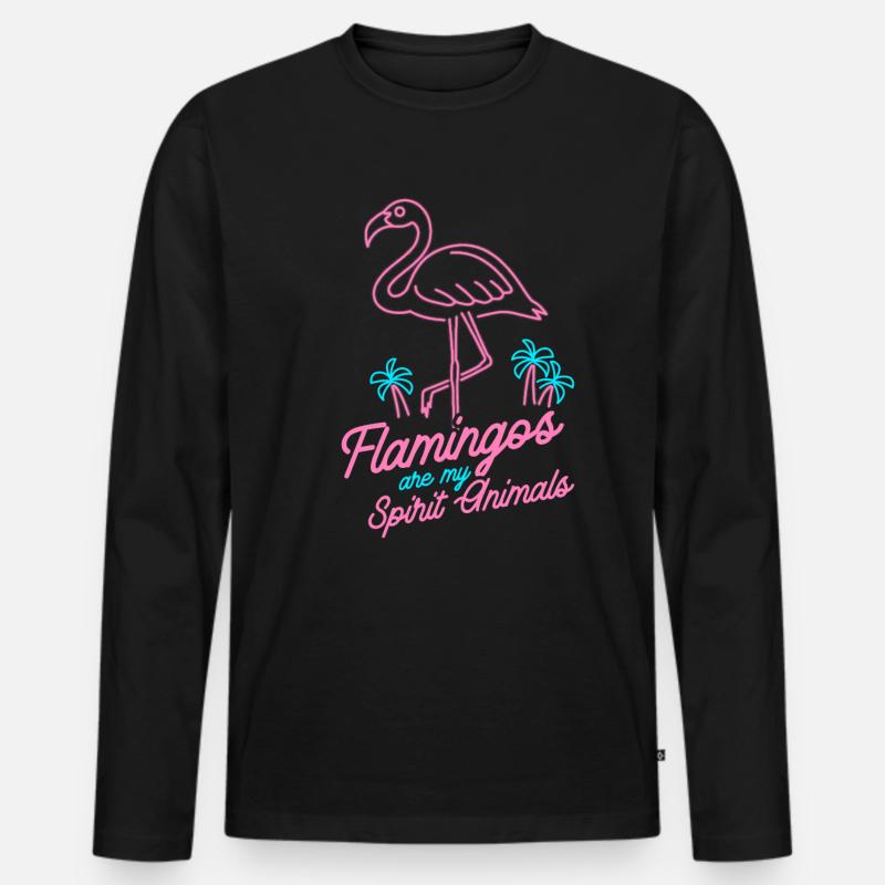 Flamingo - Männer Premium Bio Langarmshirt - Schwarz