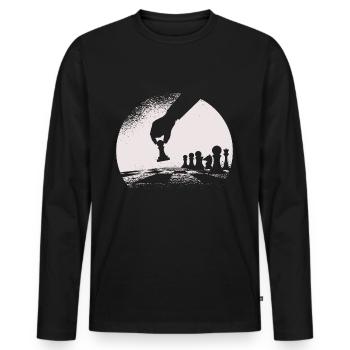 Échiquier - T-shirt manches longues Premium bio Homme - noir - Devant - Nico (187cm)