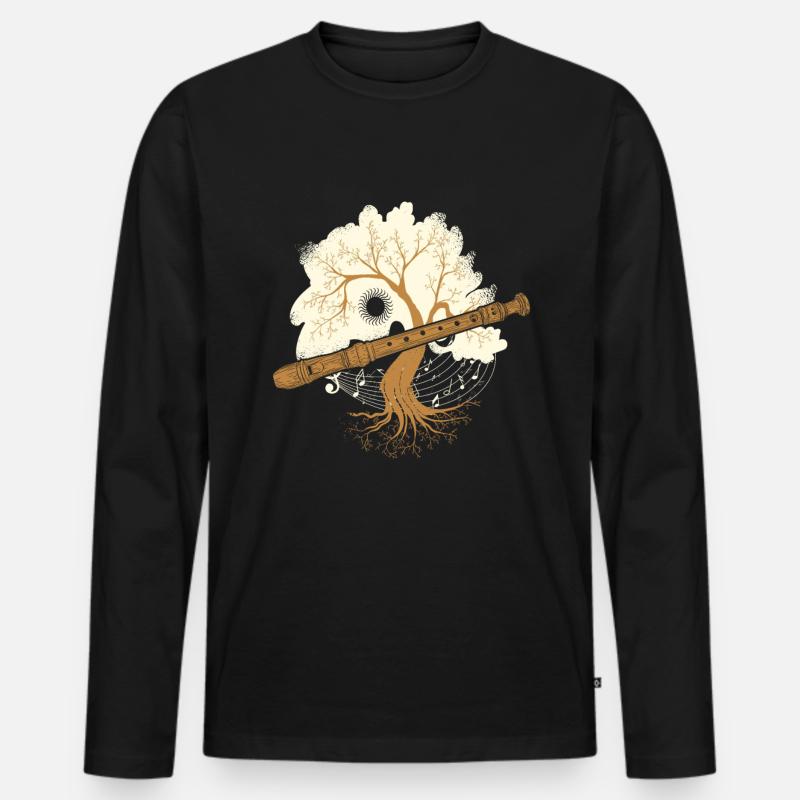 Flöte - Männer Premium Bio Langarmshirt - Schwarz