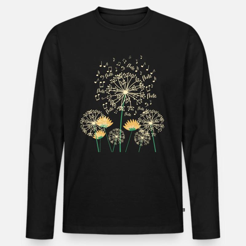 Pusteblume Flöte - Männer Premium Bio Langarmshirt - Schwarz