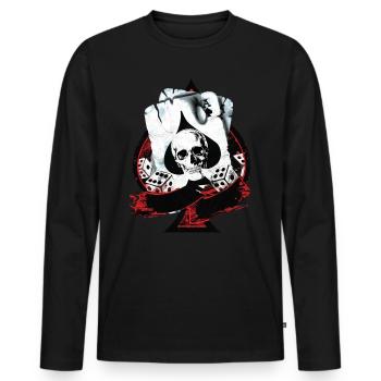 Scorched Ace Of Spades Poker Dice Skull - T-shirt manches longues Premium bio Homme - noir - Devant - Nico (187cm)
