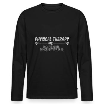 Physiotherapy patience - Men's Premium Organic Long Sleeve Shirt - black - Front - Nico (187cm)