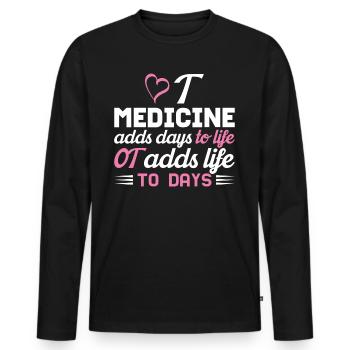 Ergothérapie Ajouter De La Vie Aux Jours Cœur - T-shirt manches longues Premium bio Homme - noir - Devant - Nico (187cm)